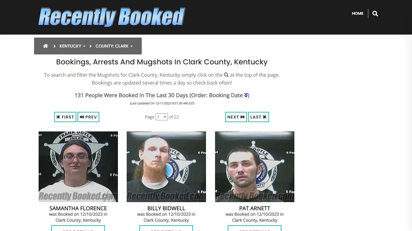 Recent bookings, Arrests, Mugshots in Clark County, Kentucky