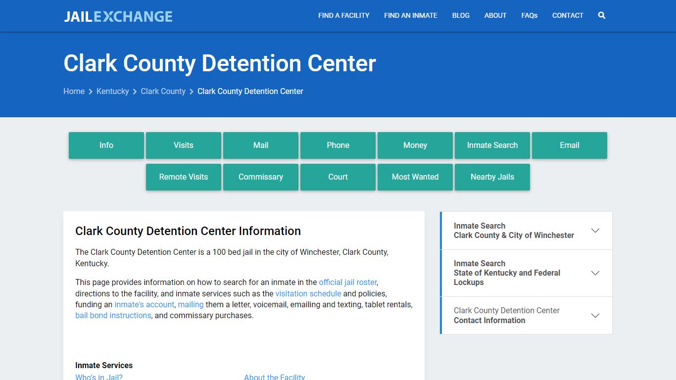 Clark County Detention Center, KY Inmate Search, Information